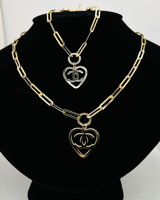 SET DE MUJER CADENA Y PULSERA PAPER CLIP DIJE CHANEL